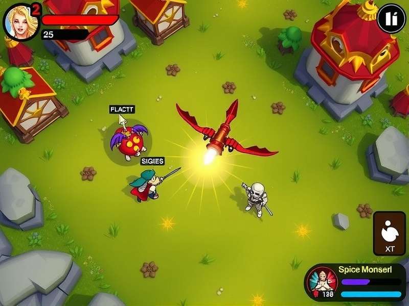 Royal Cumin Heroes game screenshot showing heroes battling spice monsters
